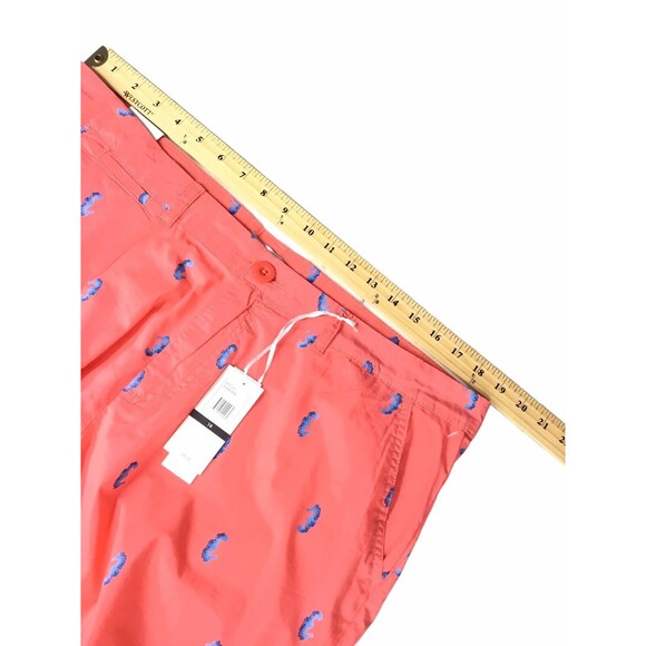 Chino Short Women's Size 14 Orange Chino Pockets Patterned Cotton Sea Horse - Picture 4 of 13